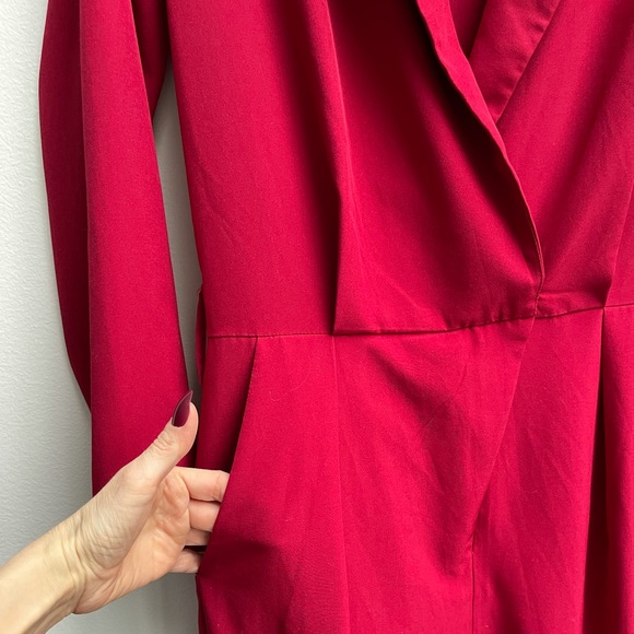 Wine red burgundy wrap jumpsuit - Picture 5 of 7